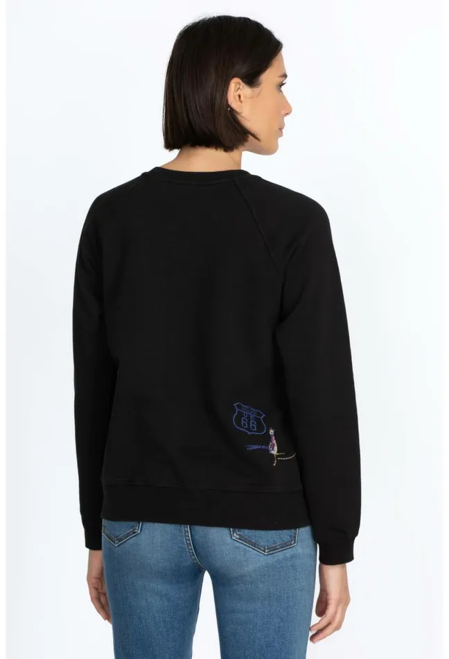 Women Johnny Was Tops Arizona Raglan Sweatshirt Black