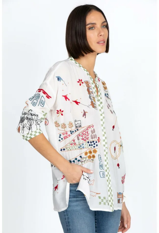 Women Johnny Was Tops Cartagena Blouse Natural