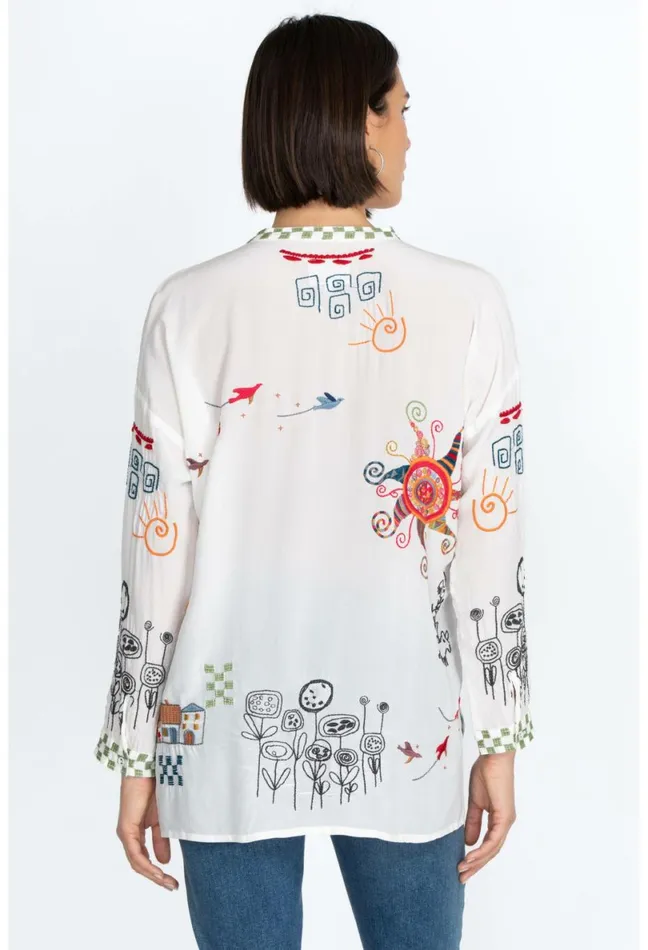 Women Johnny Was Tops Cartagena Blouse Natural