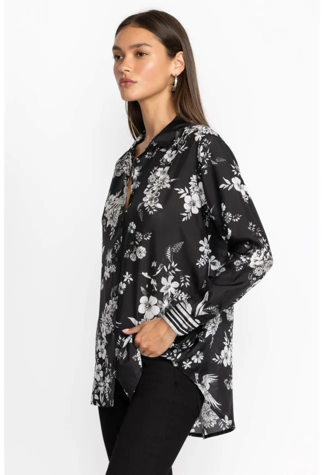 Women Johnny Was Tops Dreamer Oversized Shirt Charcoal Dreamer