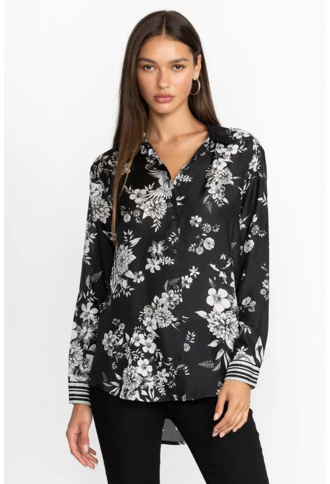 Women Johnny Was Tops Dreamer Oversized Shirt Charcoal Dreamer