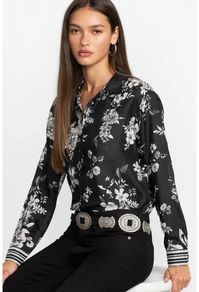 Women Johnny Was Tops Dreamer Oversized Shirt Charcoal Dreamer