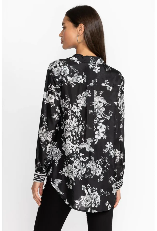 Women Johnny Was Tops Dreamer Oversized Shirt Charcoal Dreamer