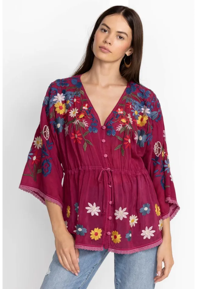 Women Johnny Was Tops Edith Blouse Rumba Red