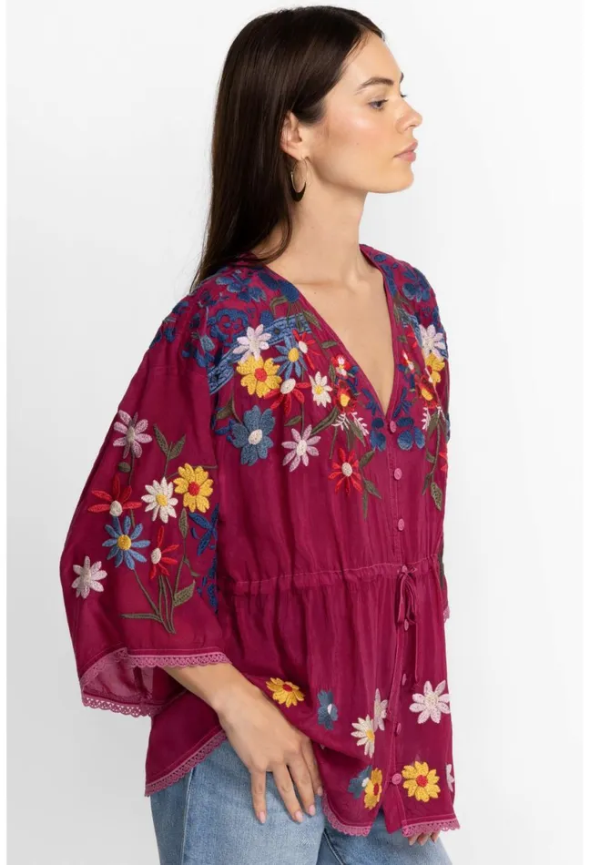 Women Johnny Was Tops Edith Blouse Rumba Red
