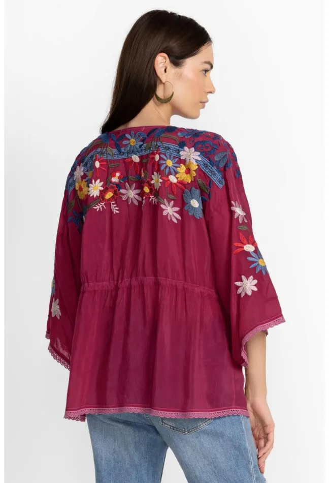 Women Johnny Was Tops Edith Blouse Rumba Red