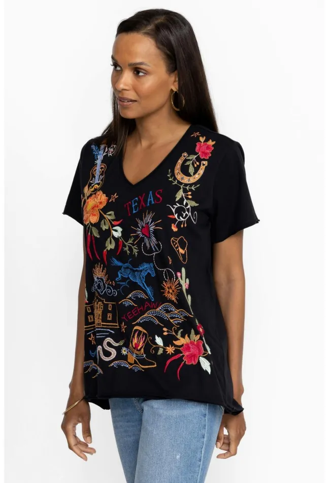 Women Johnny Was Tops Hamptons Everyday Tee Black