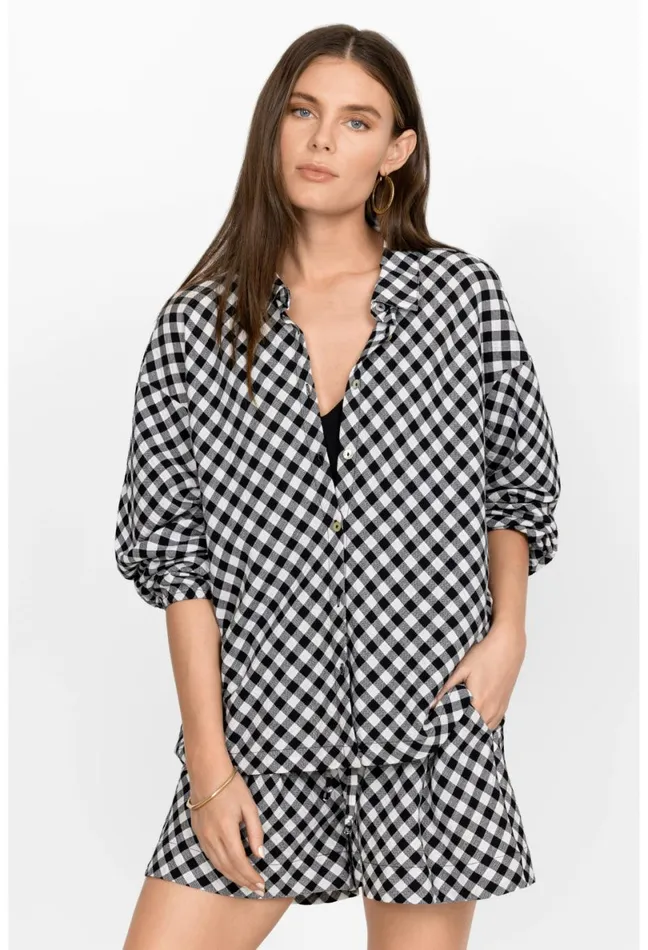 Women Johnny Was Tops High Low Button Shirt Multi