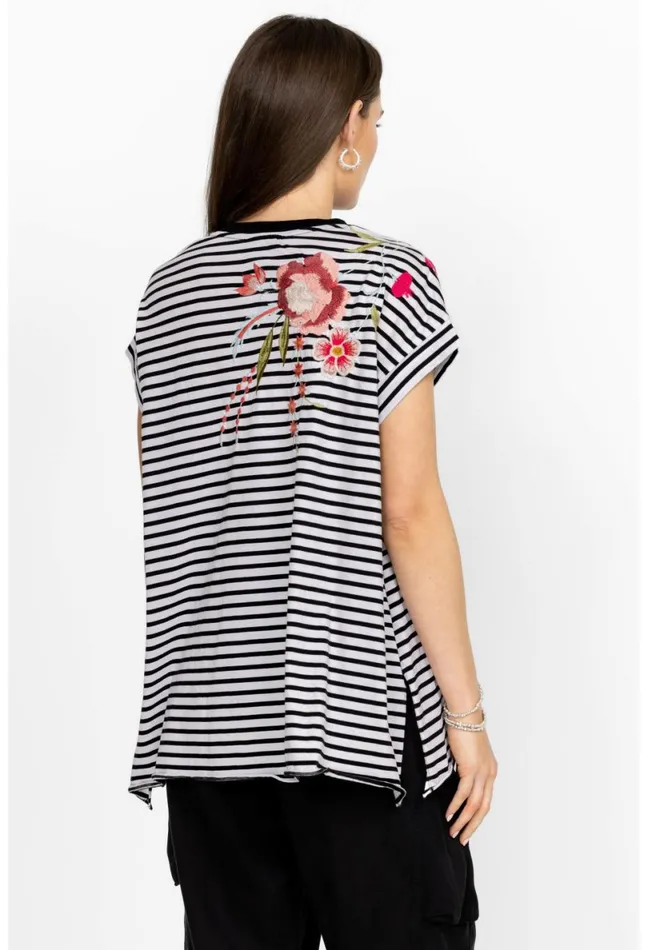 Women Johnny Was Tops Joya Relaxed Drape Tee Stripe