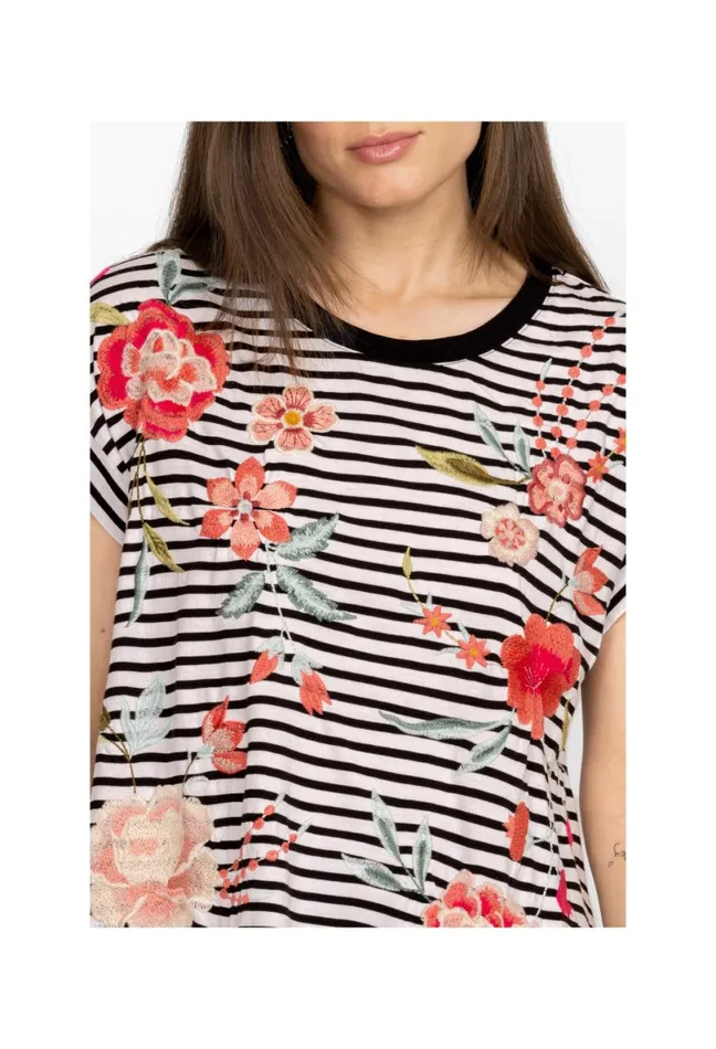 Women Johnny Was Tops Joya Relaxed Drape Tee Stripe