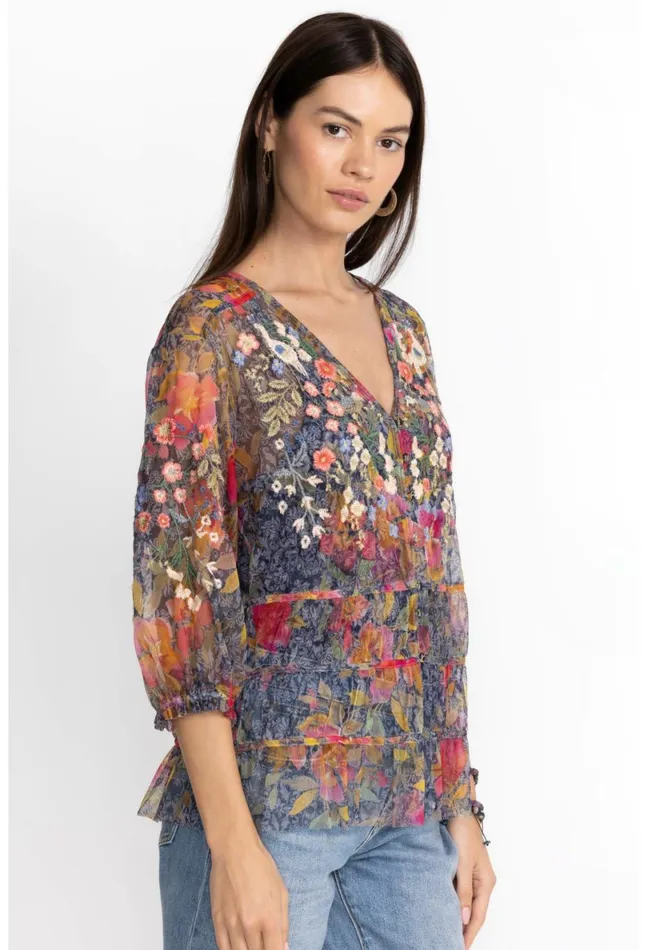 Women Johnny Was Tops Locust Mesh Blouse Locust