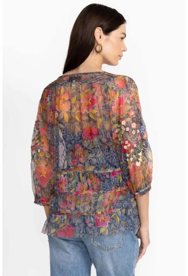 Women Johnny Was Tops Locust Mesh Blouse Locust