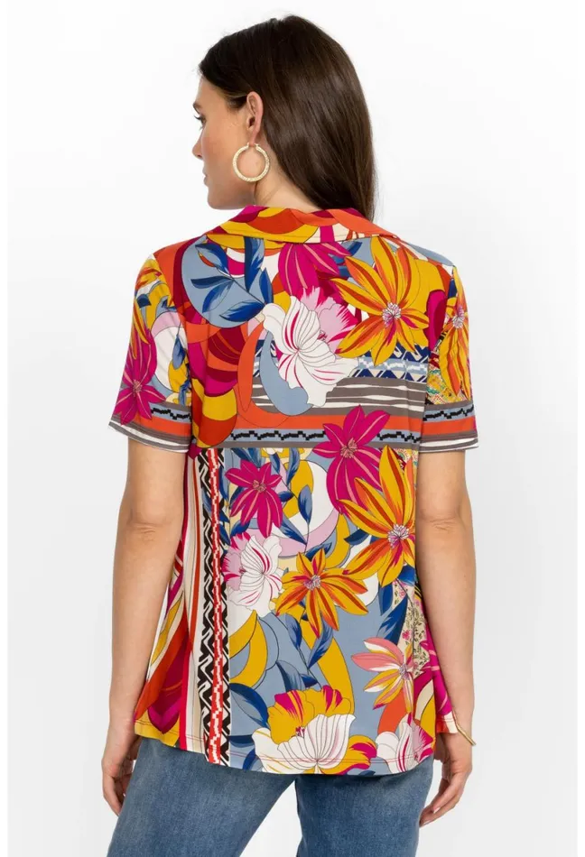 Women Johnny Was Tops Rachel May Short Sleeve Swing Polo Rachel May