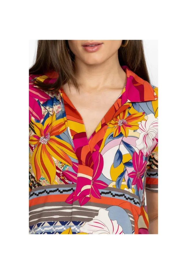 Women Johnny Was Tops Rachel May Short Sleeve Swing Polo Rachel May