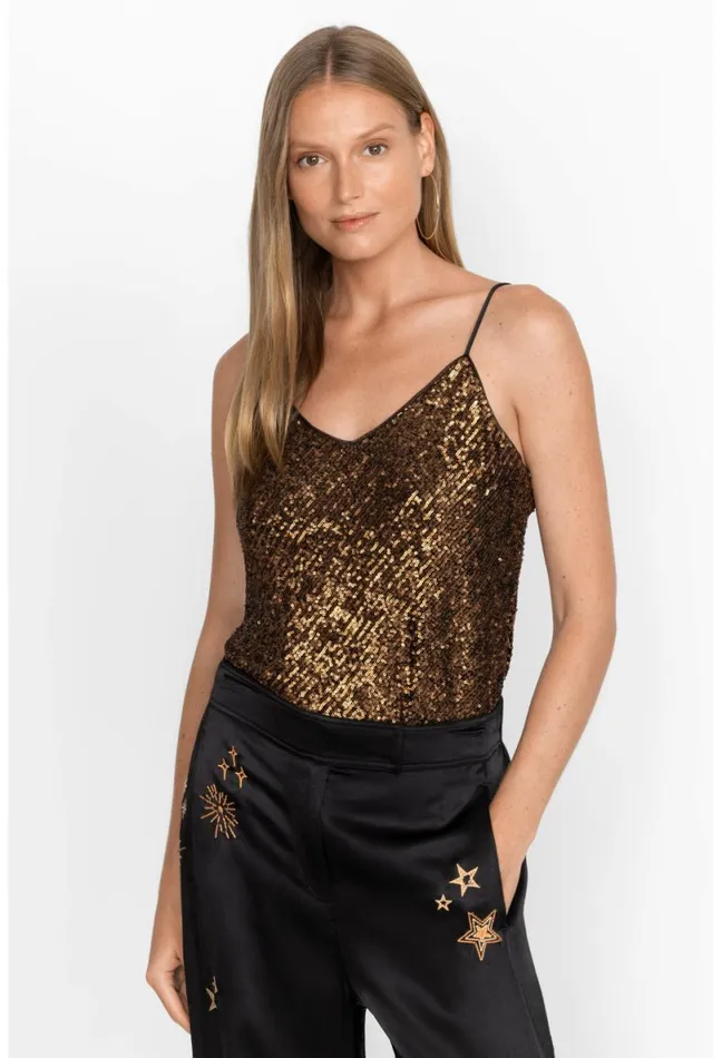 Women Johnny Was Tops Toto Sequin Cami Butterscotch