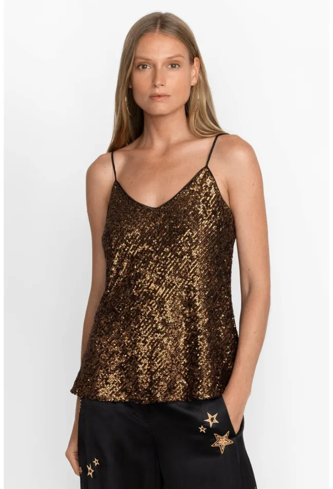 Women Johnny Was Tops Toto Sequin Cami Butterscotch
