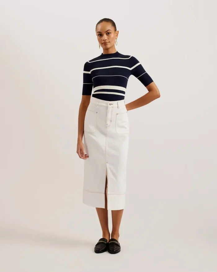 Women JOMANA 8211 Denim Midi Pencil Skirt Ivory Ted Baker Skirts Women JOMANA 8211 Denim Midi Pencil Skirt Ivory Ted Baker Skirts