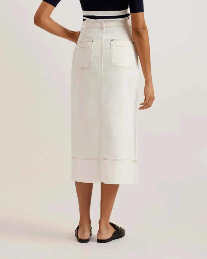 Women JOMANA 8211 Denim Midi Pencil Skirt Ivory Ted Baker Skirts Women JOMANA 8211 Denim Midi Pencil Skirt Ivory Ted Baker Skirts