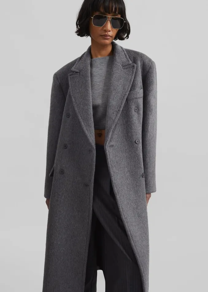 Women Jordan Wool Coat 8211 Grey The Frankie Shop Outerwear
