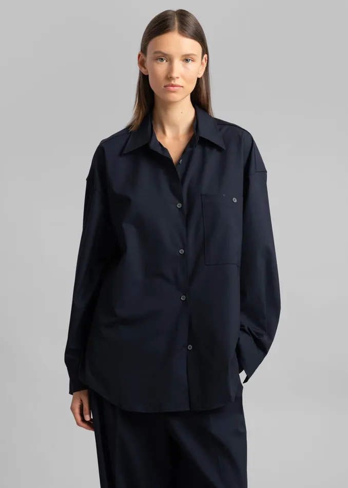 Women Jour Shirt 8211 Deep Navy The Frankie Shop Tops