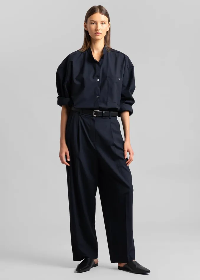 Women Jour Shirt 8211 Deep Navy The Frankie Shop Tops