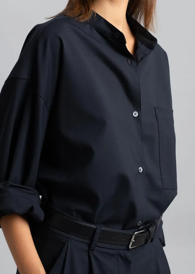 Women Jour Shirt 8211 Deep Navy The Frankie Shop Tops