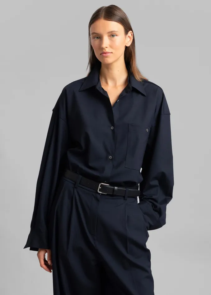 Women Jour Shirt 8211 Deep Navy The Frankie Shop Tops