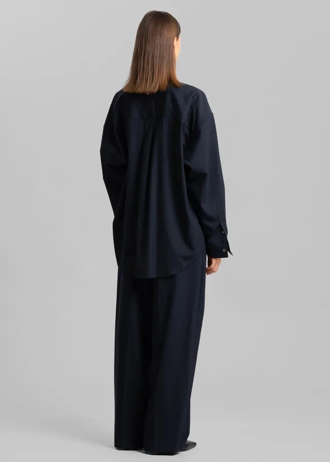 Women Jour Shirt 8211 Deep Navy The Frankie Shop Tops