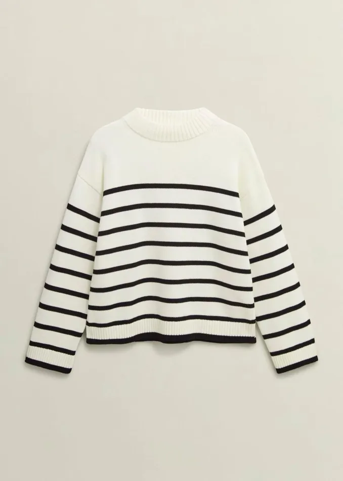 Women Jumpers and Cardigans Hobbs Eastnor Cotton Stripe Jumper Ivory Black