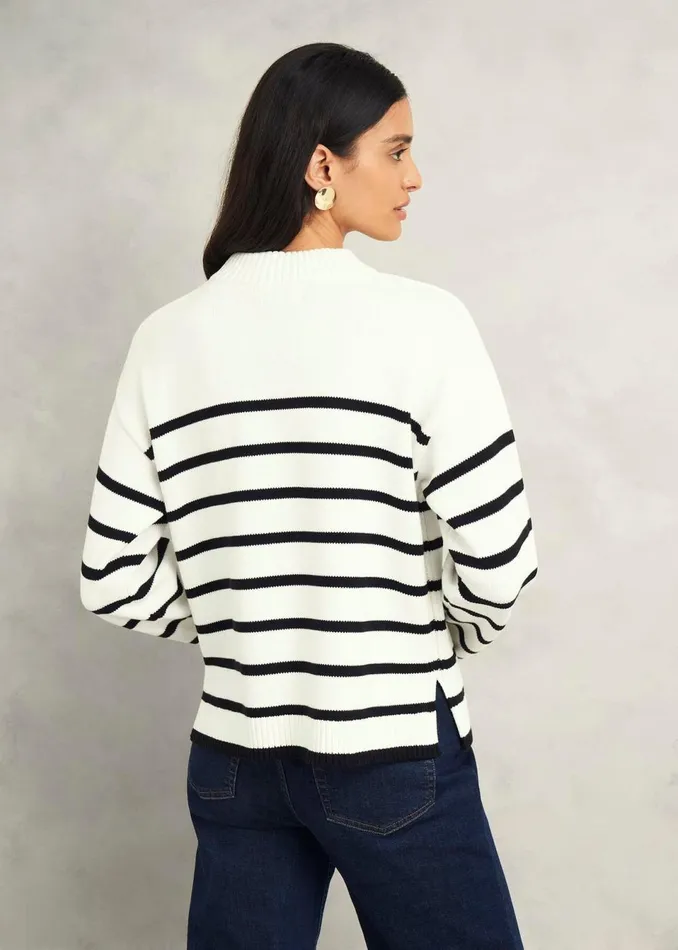 Women Jumpers and Cardigans Hobbs Eastnor Cotton Stripe Jumper Ivory Black