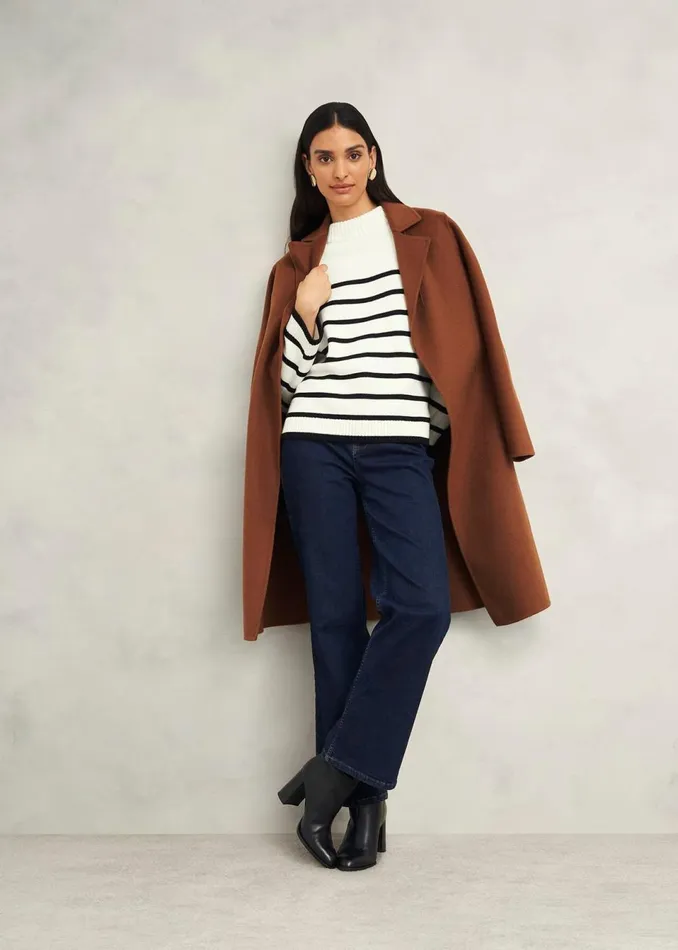 Women Jumpers and Cardigans Hobbs Eastnor Cotton Stripe Jumper Ivory Black