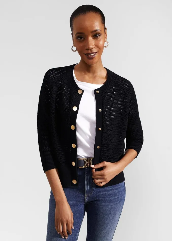 Women Jumpers and Cardigans Hobbs Florentina Cotton Cardigan Hobbs Navy