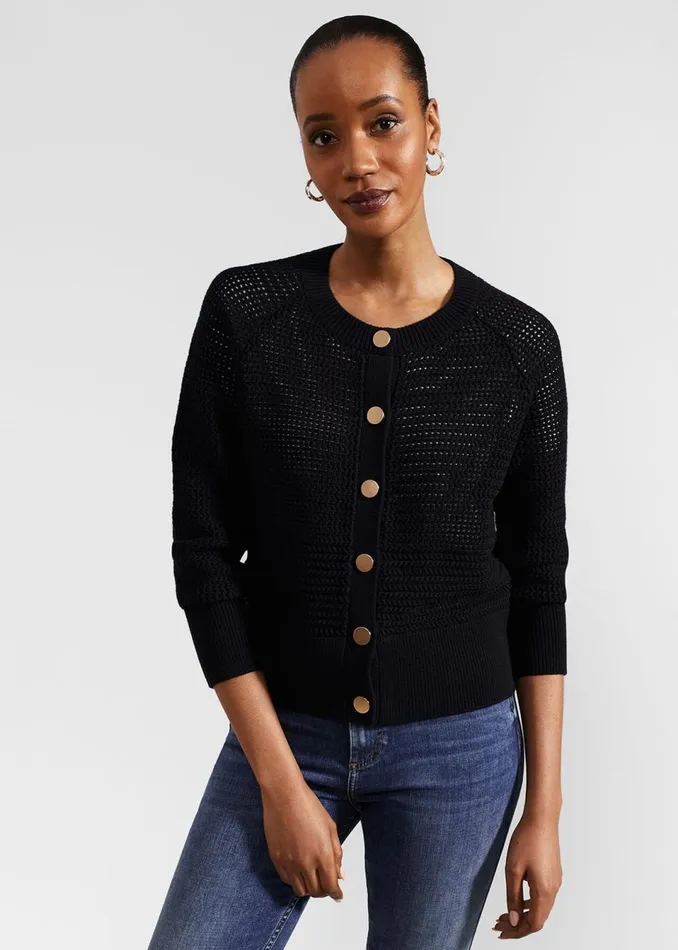 Women Jumpers and Cardigans Hobbs Florentina Cotton Cardigan Hobbs Navy