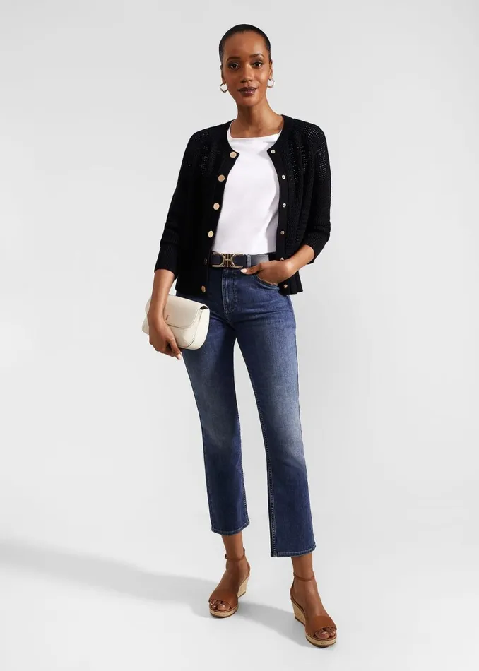 Women Jumpers and Cardigans Hobbs Florentina Cotton Cardigan Hobbs Navy