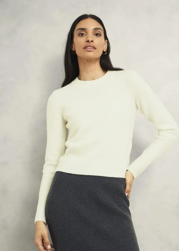 Women Jumpers and Cardigans Hobbs Hoghton Brushed Cashmere Jumper Warm Ivory