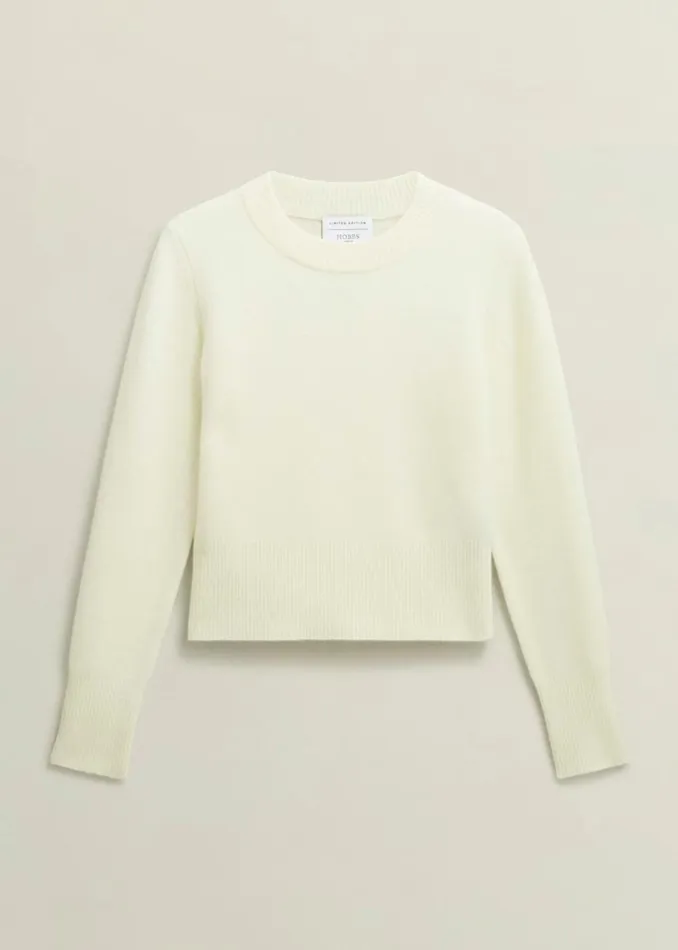 Women Jumpers and Cardigans Hobbs Hoghton Brushed Cashmere Jumper Warm Ivory