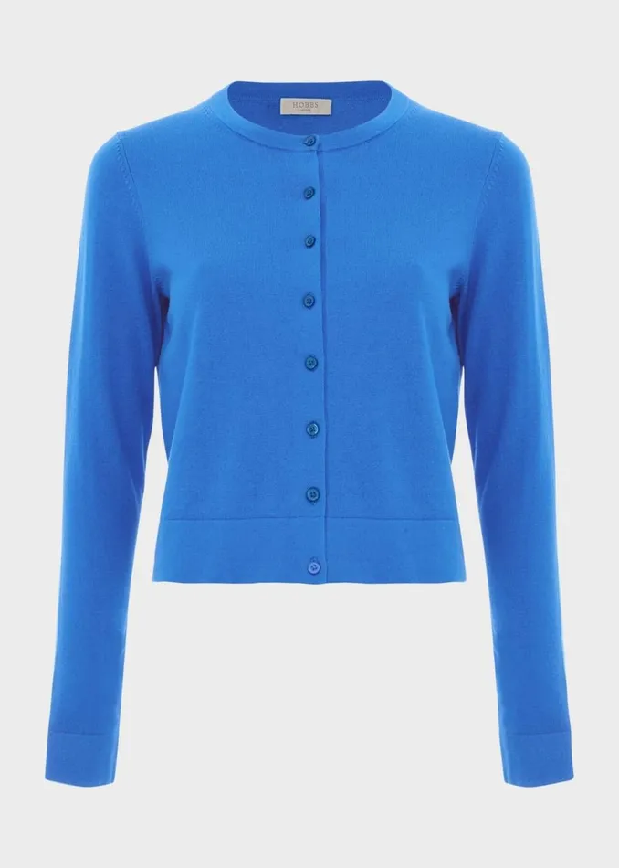 Women Jumpers and Cardigans Hobbs Michelle Cotton Cardigan Atlantic Blue