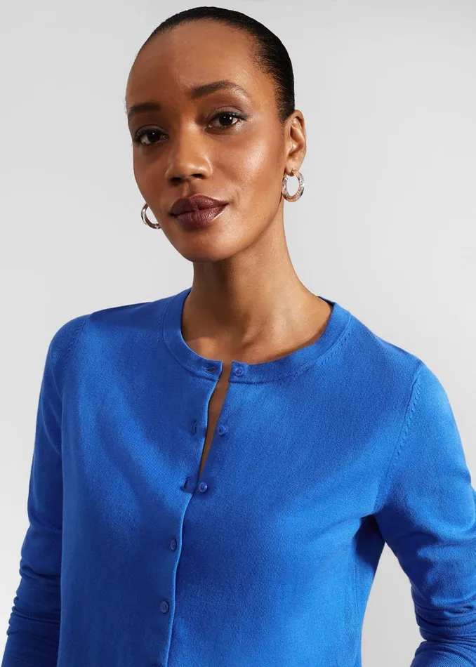 Women Jumpers and Cardigans Hobbs Michelle Cotton Cardigan Atlantic Blue
