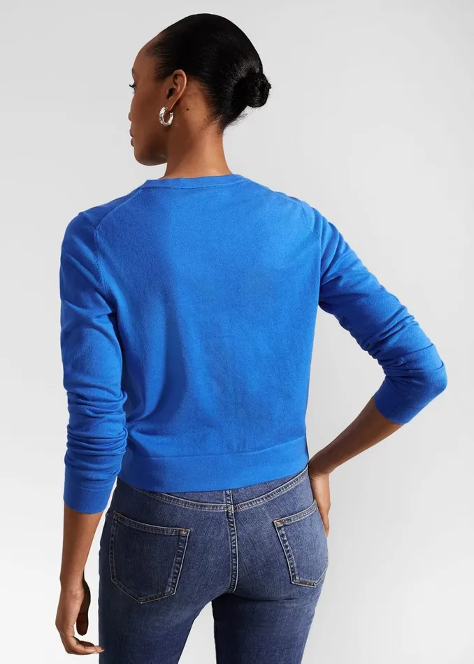 Women Jumpers and Cardigans Hobbs Michelle Cotton Cardigan Atlantic Blue