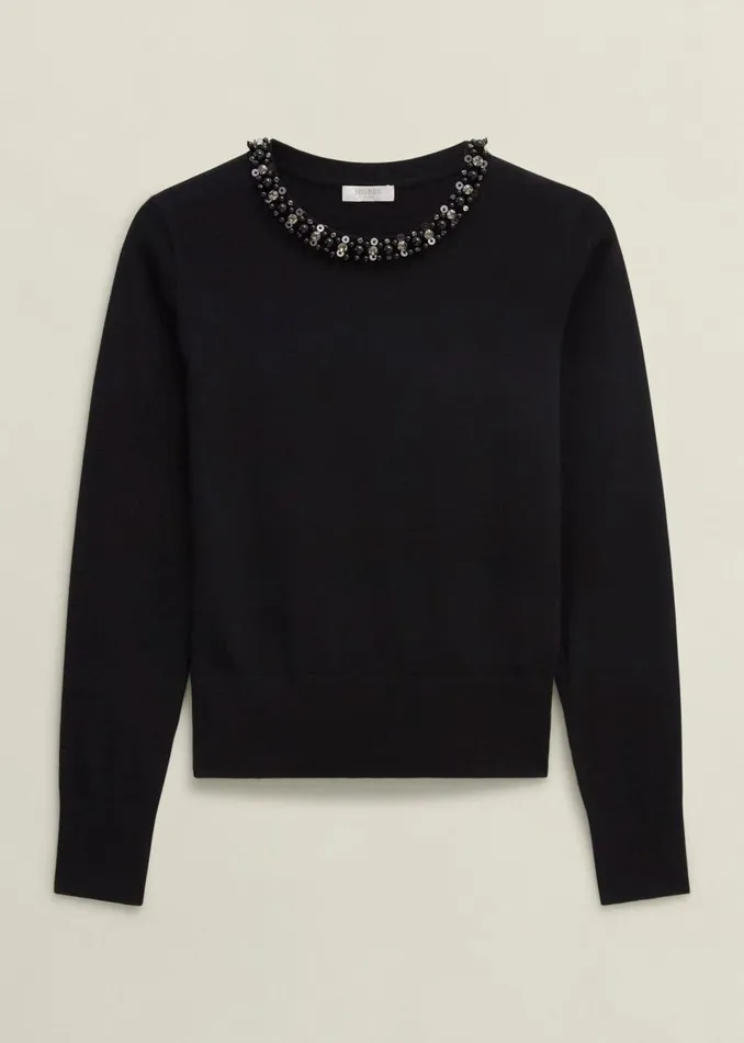Women Jumpers and Cardigans Hobbs Oakley Beaded Jumper Black