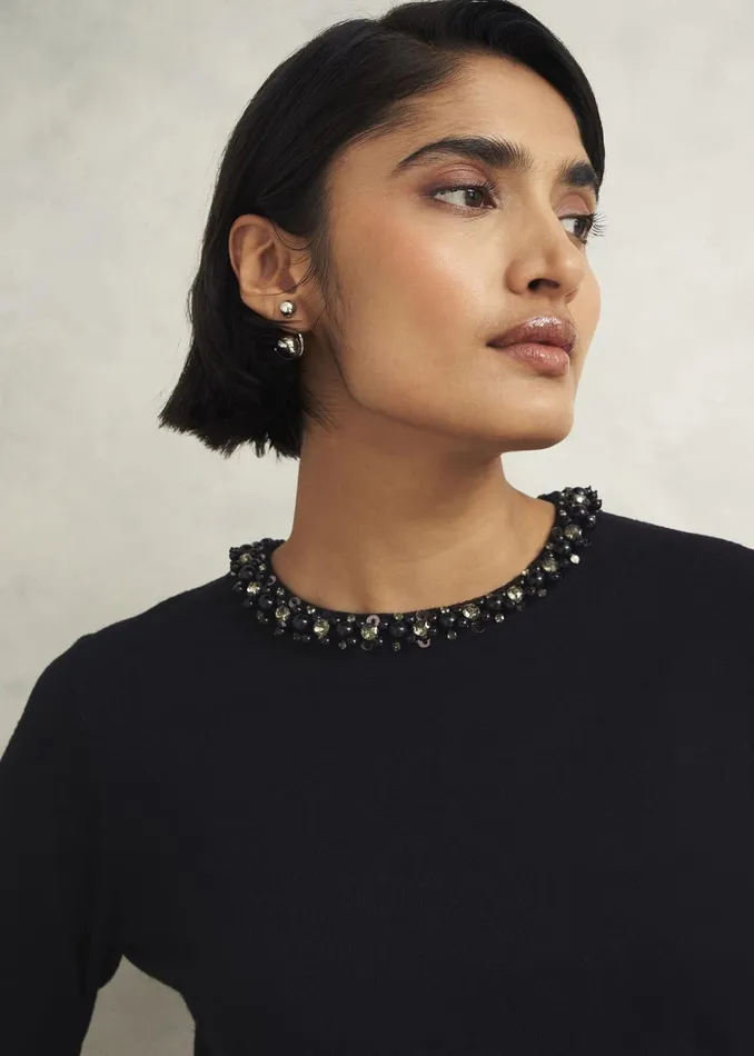 Women Jumpers and Cardigans Hobbs Oakley Beaded Jumper Black