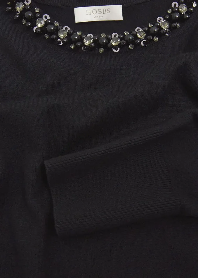 Women Jumpers and Cardigans Hobbs Oakley Beaded Jumper Black