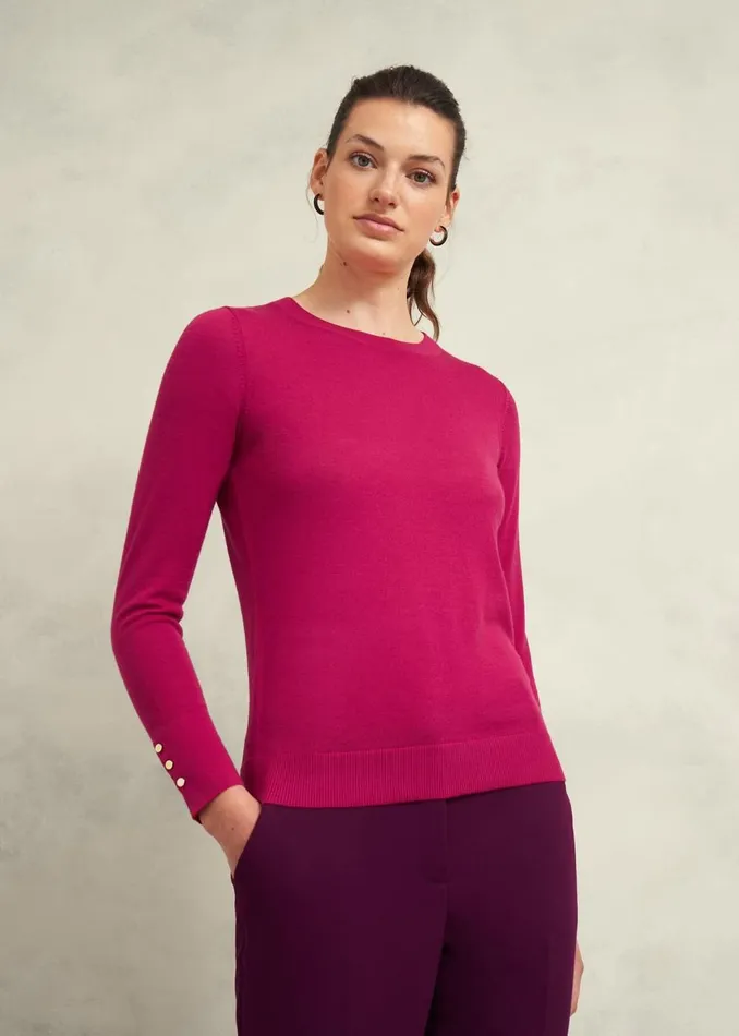 Women Jumpers and Cardigans Hobbs Penny Merino Wool Jumper Cranberry Pink