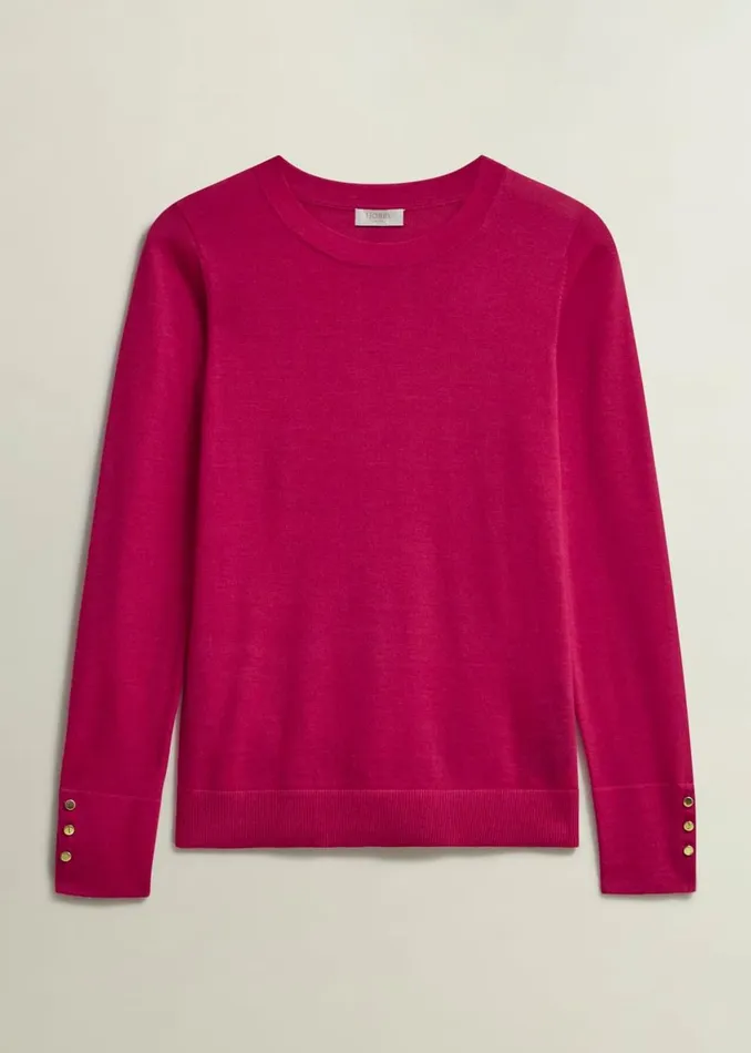 Women Jumpers and Cardigans Hobbs Penny Merino Wool Jumper Cranberry Pink