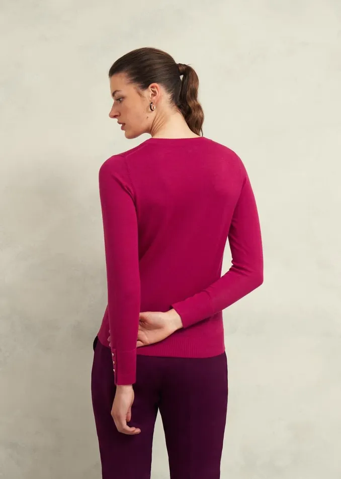 Women Jumpers and Cardigans Hobbs Penny Merino Wool Jumper Cranberry Pink