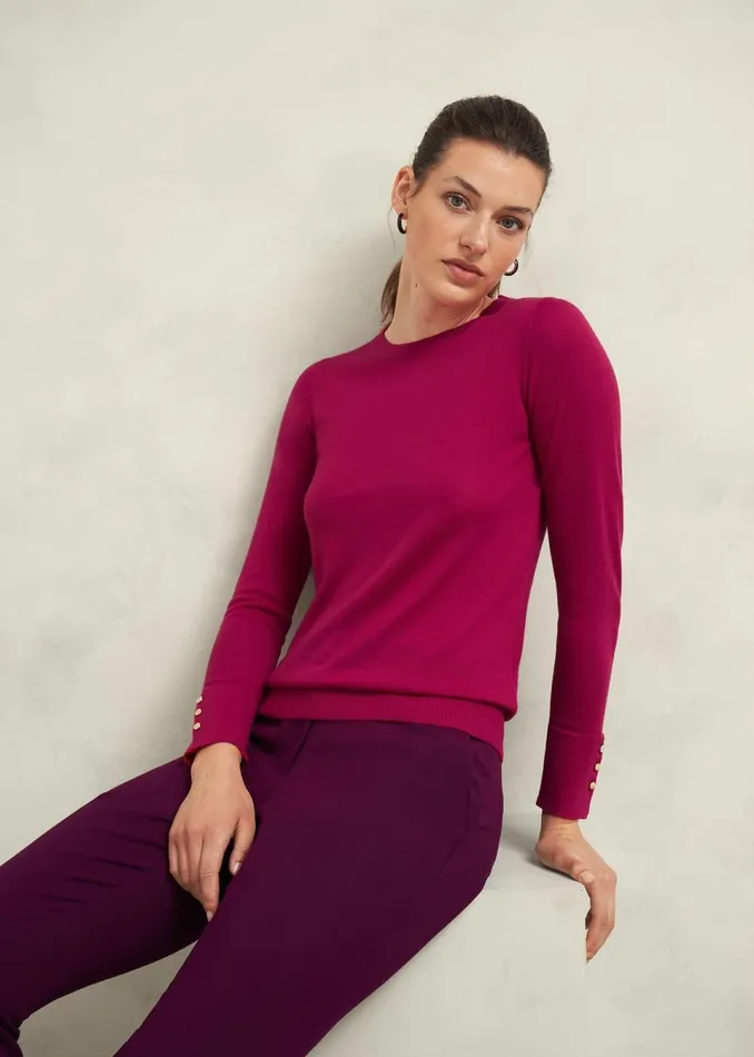 Women Jumpers and Cardigans Hobbs Penny Merino Wool Jumper Cranberry Pink