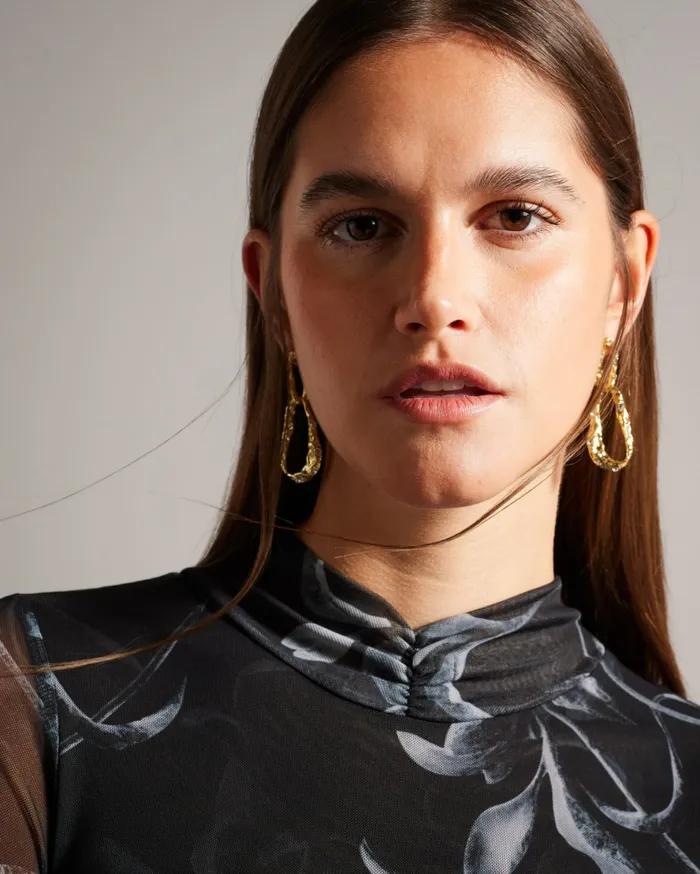 Women KAESA 8211 High Neck Abstract Floral Mesh Top Black Ted Baker Tops and Blouses Women KAESA 8211 High Neck Abstract Floral Mesh Top Black Ted Baker Tops and Blouses