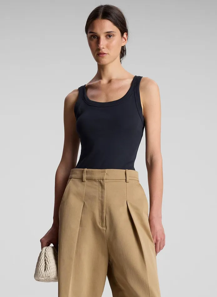 Women Kai Cotton Rib Tank Black ALC Tops