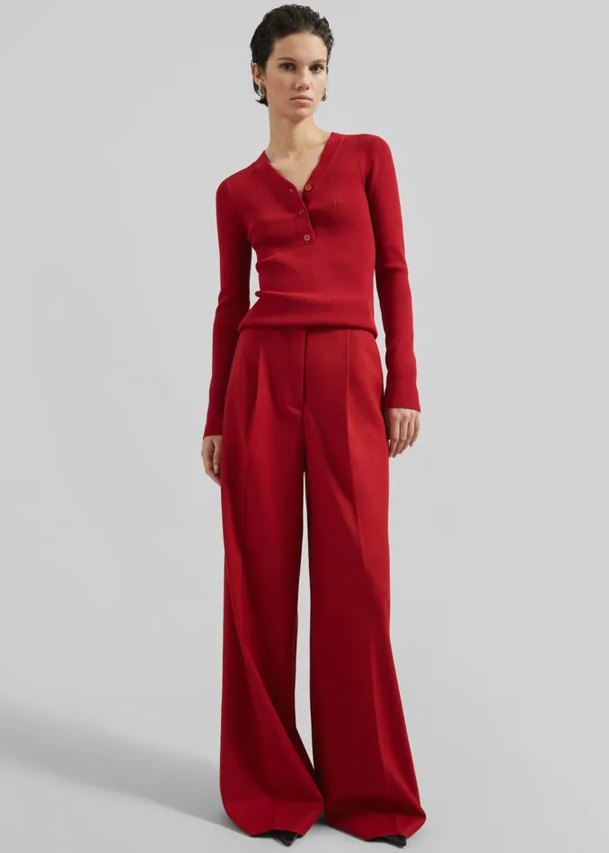 Women Kamila Wide Leg Trousers 8211 Red The Frankie Shop Bottoms