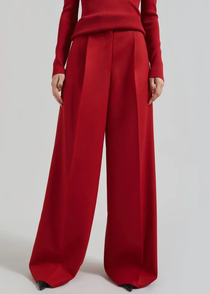 Women Kamila Wide Leg Trousers 8211 Red The Frankie Shop Bottoms